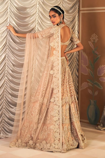 Ridhi Mehra Sukhan Pearl Embellished Floral Bridal Lehenga Set 