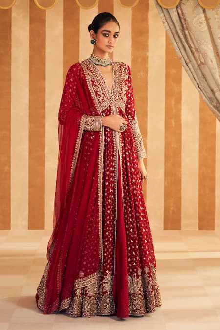 Ridhi Mehra Pareesa Floral Zardozi Embroidered Anarkali With Dupatta 