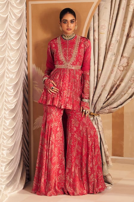 Ridhi Mehra Gulsitan Printed Floral Peplum Kurta Gharara Set 