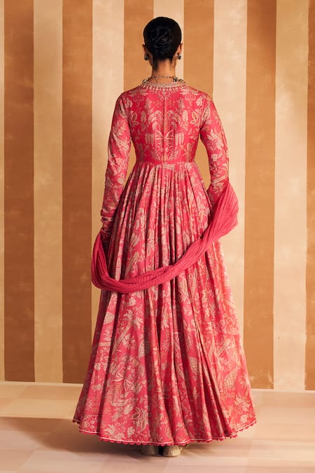 Ridhi Mehra Yaqoob Chanderi Floral Print Anarkali With Dupatta 