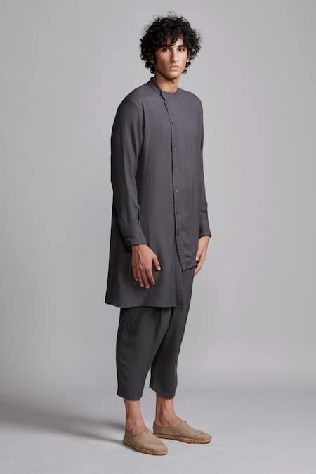 Buy_Dash And Dot_Grey Viscose Textured Cropped Pant 