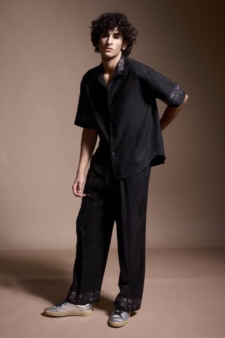 Buy Dash And Dot Black Tencel Embroidery Metallic Pant Online at Aza Fashions Buy_Dash And Dot_Black Tencel Embroidery Metallic Pant _Online_at_Aza_Fashions