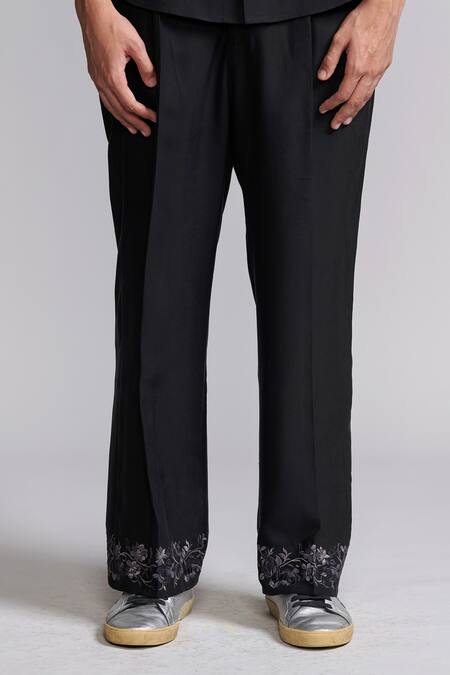 Dash And Dot Black Tencel Embroidery Metallic Pant at Aza Fashions Dash And Dot_Black Tencel Embroidery Metallic Pant _at_Aza_Fashions
