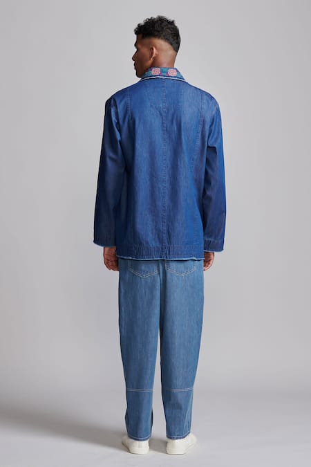 Dash And Dot Denim Popover Embroidered Shirt 