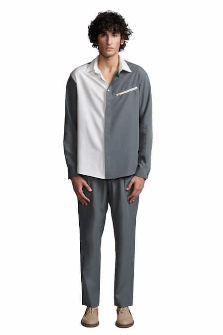 Shop Dash And Dot Grey Polyester Tencel Solid Pant Online at Aza Fashions Shop_Dash And Dot_Grey Polyester Tencel Solid Pant _Online_at_Aza_Fashions