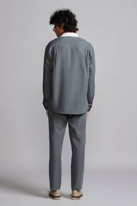 Shop Dash And Dot Grey Polyester Tencel Solid Pant at Aza Fashions Shop_Dash And Dot_Grey Polyester Tencel Solid Pant _at_Aza_Fashions