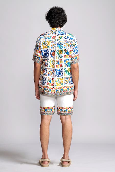 Shop_Dash And Dot_Multi Color Viscose Casablanca Printed Shirt _at_Aza_Fashions