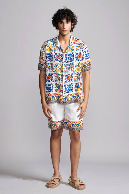 Dash And Dot_Multi Color Viscose Casablanca Printed Shirt _Online_at_Aza_Fashions