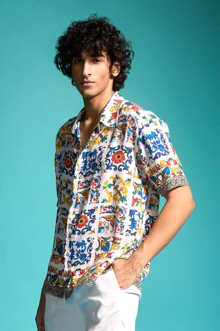 Buy_Dash And Dot_Multi Color Viscose Casablanca Printed Shirt _Online_at_Aza_Fashions