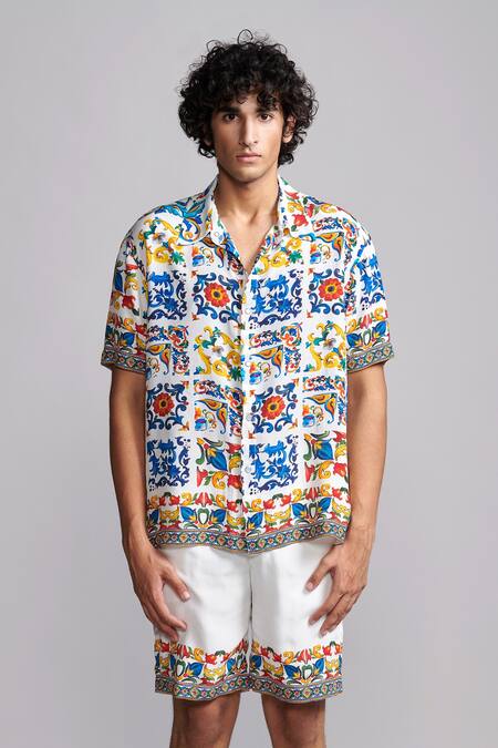 Shop_Dash And Dot_Multi Color Viscose Casablanca Printed Shirt _Online_at_Aza_Fashions