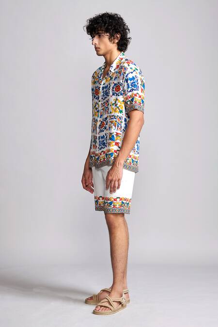 Dash And Dot_Multi Color Viscose Casablanca Printed Shirt And Shorts Co-ord Set _Online_at_Aza_Fashions