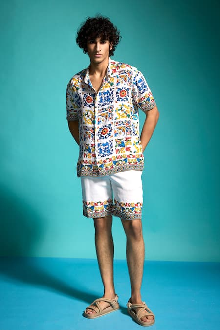 Buy_Dash And Dot_Multi Color Viscose Casablanca Printed Shirt And Shorts Co-ord Set _Online_at_Aza_Fashions