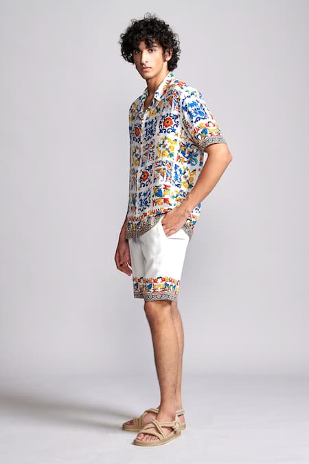 Shop_Dash And Dot_Multi Color Viscose Casablanca Printed Shirt And Shorts Co-ord Set _Online_at_Aza_Fashions