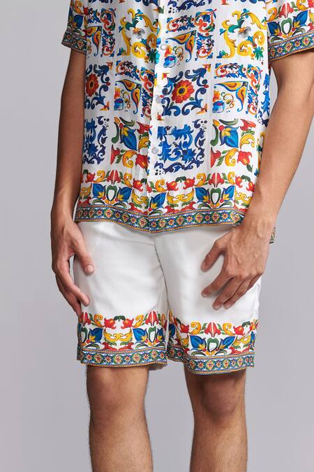 Dash And Dot_Multi Color Viscose Casablanca Printed Shirt And Shorts Co-ord Set _at_Aza_Fashions