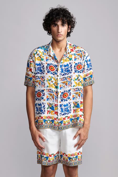 Buy_Dash And Dot_Multi Color Viscose Casablanca Printed Shirt And Shorts Co-ord Set 