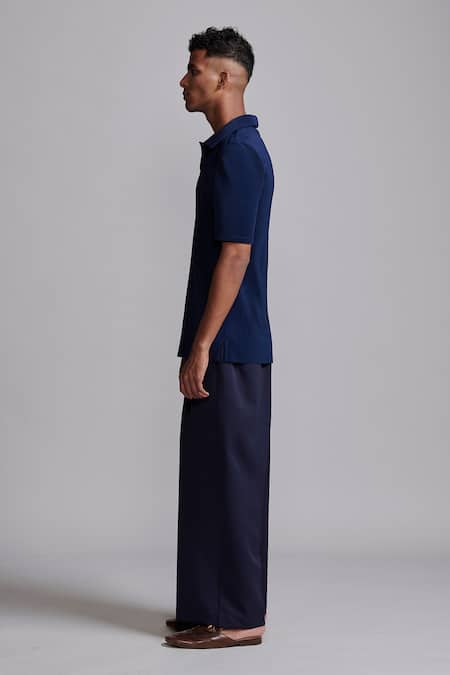 Buy_Dash And Dot_Blue Polyester Straight Cut Layered Pant_Online_at_Aza_Fashions