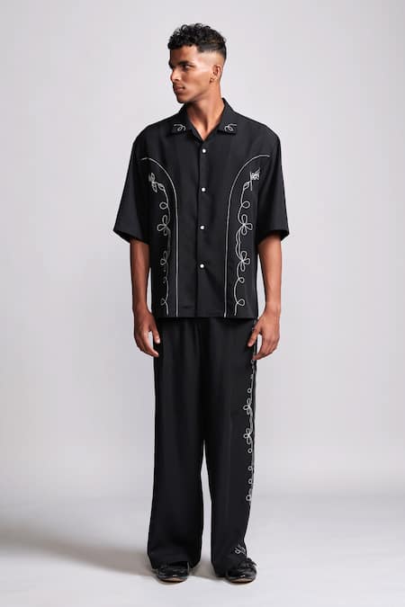 Dash and Dot Saloon Embroidered Shirt & Pant Co-ord Set 