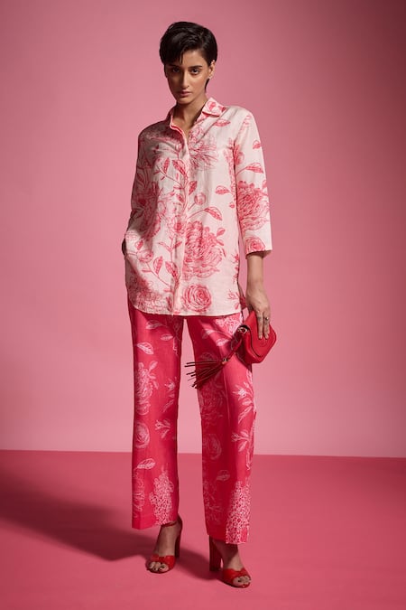 Dash and Dot Floral Print Shirt With Pant 