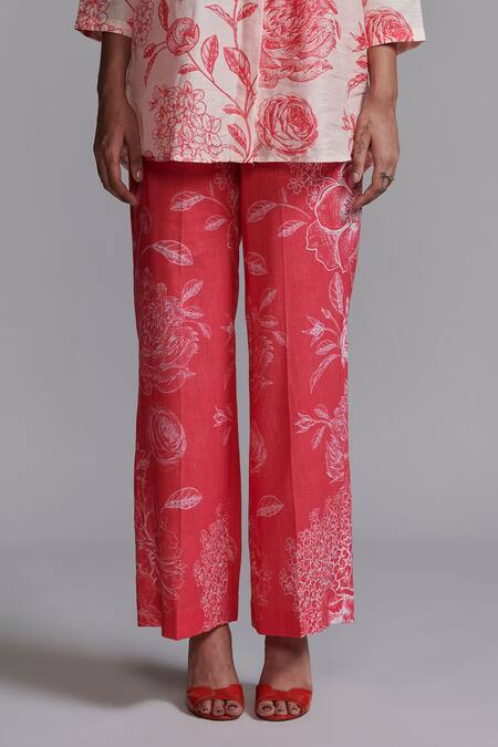 Buy Dash And Dot Peach Viscose Embroidery Collared Floral Print Shirt With Pant Online at Aza Fashions Buy_Dash And Dot_Peach Viscose Embroidery Collared Floral Print Shirt With Pant _Online_at_Aza_Fashions