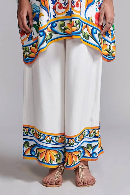 Dash And Dot_Multi Color Viscose Collared Casablanca Hand Painted Shirt With Pant _Online_at_Aza_Fashions