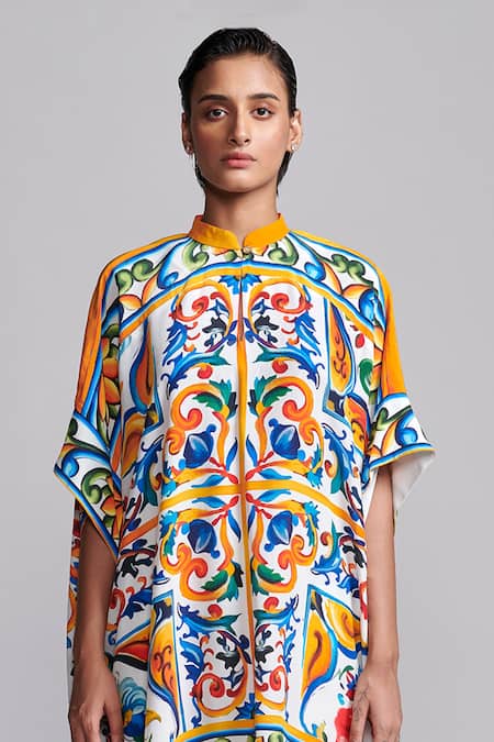 Dash And Dot_Multi Color Viscose Collared Casablanca Hand Painted Shirt With Pant _at_Aza_Fashions