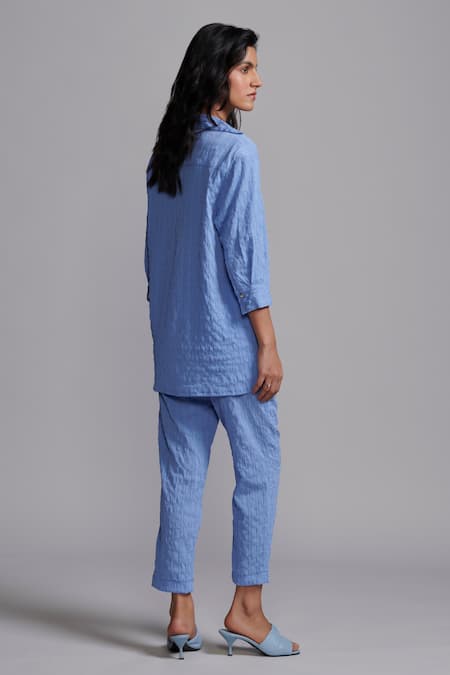 Dash And Dot Crinkle Textured Shirt With Pant 