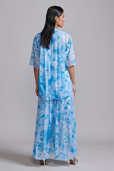 Dash And Dot Floral Print Shirt With Culottes 