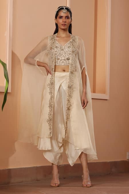 SAISHA Embroidered Cape With Dhoti Set 