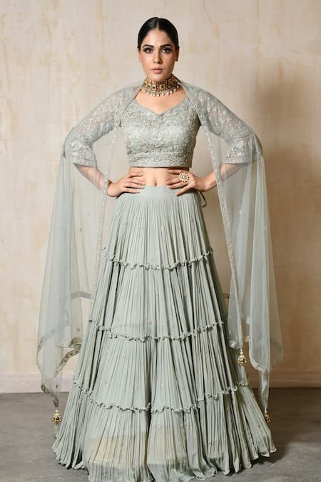 SAISHA Embroidered Tiered Lehenga Blouse Set 