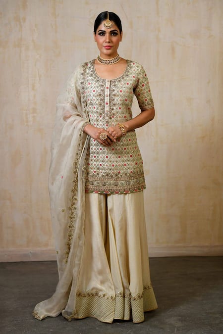 SAISHA Floral Embroidered Kurta Sharara Set 