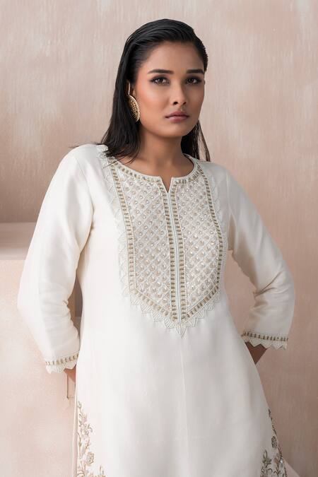 Buy Saisha Ivory Georgette, Silk, Organza Sequins, Floral Embellished Kurta Sharara Set Online at Aza Fashions Buy_Saisha_Ivory Georgette, Silk, Organza Sequins, Floral Embellished Kurta Sharara Set _Online_at_Aza_Fashions