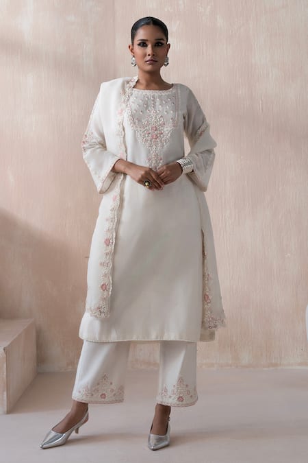 SAISHA Floral Thread Embroidered Kurta Pant Set 