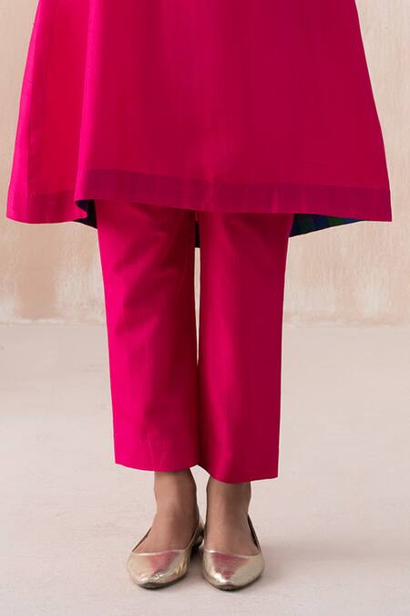 Buy_Saisha_Pink Chinese Silk Embellished Bead V-neck Sequin Kaftan With Pant _Online_at_Aza_Fashions