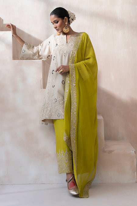 SAISHA Embroidered Tye-Dye Kurta Palazzo Set 