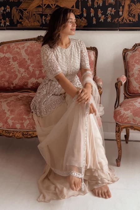 Saisha Embroidered Peplum Kurta Sharara Set 