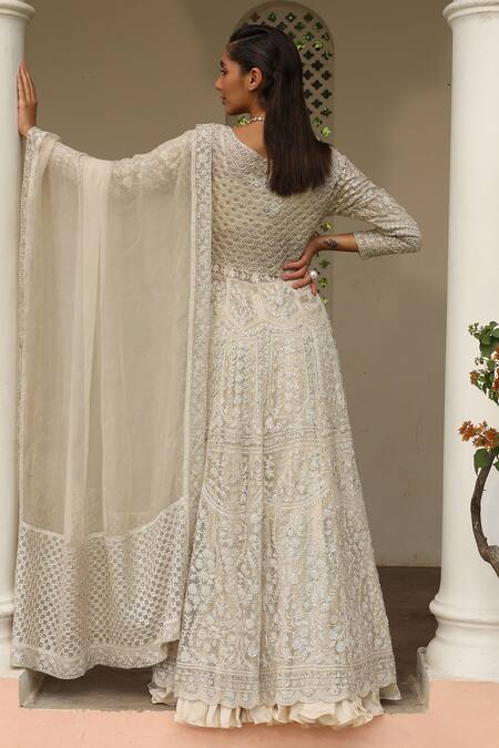 Saisha Floral Embroidered Anarkali Sharara Set 
