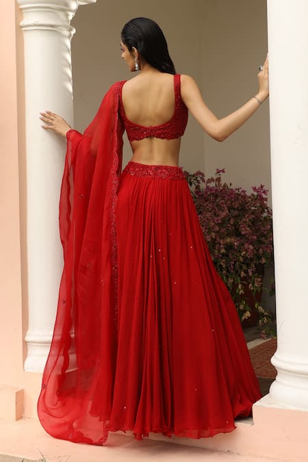 Saisha Floral Embroidered Pleated Lehenga Set 