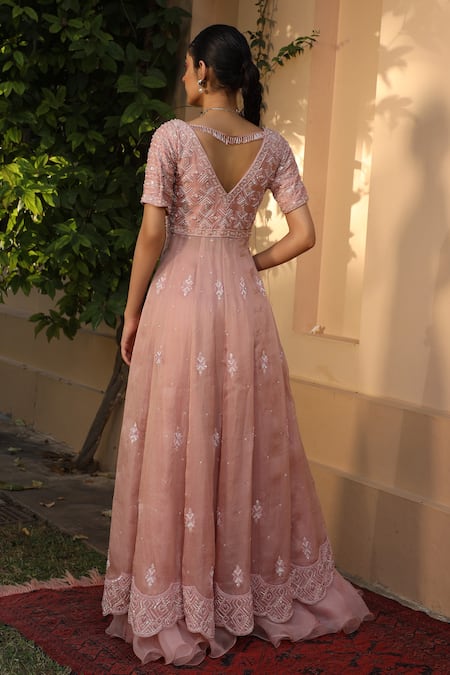 Shop Saisha Purple Organza Beads, Sequins, Cut Checkered Embroidered Anarkali Lehenga Set at Aza Fashions Shop_Saisha_Purple Organza Beads, Sequins, Cut Checkered Embroidered Anarkali Lehenga Set _at_Aza_Fashions