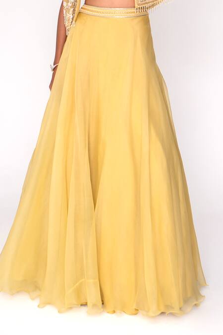 Saisha Yellow Organza, Silk Sequins, Beads Floral Embroidered Short Cape And Skirt Set Online at Aza Fashions Saisha_Yellow Organza, Silk Sequins, Beads Floral Embroidered Short Cape And Skirt Set _Online_at_Aza_Fashions