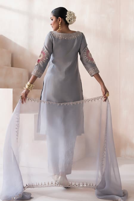 Saisha Flower Mandala Butti Embroidered Kurta Pant Set 