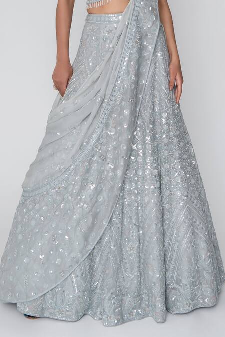 Saisha Blue Organza, Silk Beads, Embroidery, Sequins Polo Floral Bloom Lehenga Set Online at Aza Fashions Saisha_Blue Organza, Silk Beads, Embroidery, Sequins Polo Floral Bloom Lehenga Set _Online_at_Aza_Fashions