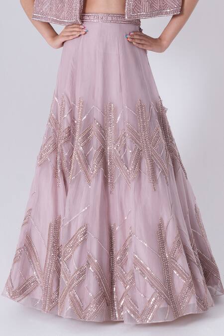 Saisha Purple Silk, Organza Sequins, Embroidery Open Geometric Lehenga And Cape Set Online at Aza Fashions Saisha_Purple Silk, Organza Sequins, Embroidery Open Geometric Lehenga And Cape Set _Online_at_Aza_Fashions