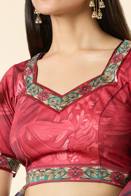 Buy_Samyukta Singhania_Multi Color Lycra, Silk, Georgette Embroidery Tropical Print Lehenga Set_Online_at_Aza_Fashions