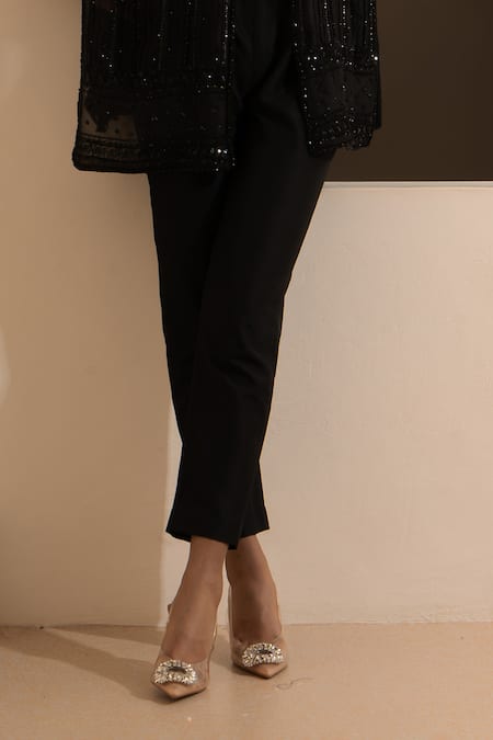 Saisha Black Organza, Silk Sequins, Cut Work Round Tonal Embroidered Cape And Pant Set Online at Aza Fashions Saisha_Black Organza, Silk Sequins, Cut Work Round Tonal Embroidered Cape And Pant Set _Online_at_Aza_Fashions