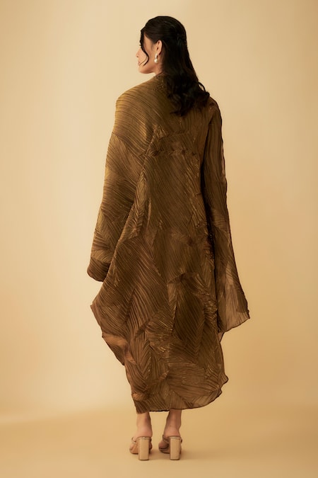 1999ad By Amita & Deepak Textured Detail Draped Dress With Inner 