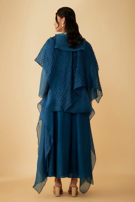 1999ad By Amita & Deepak Neck Embroidered Cape With Gown 