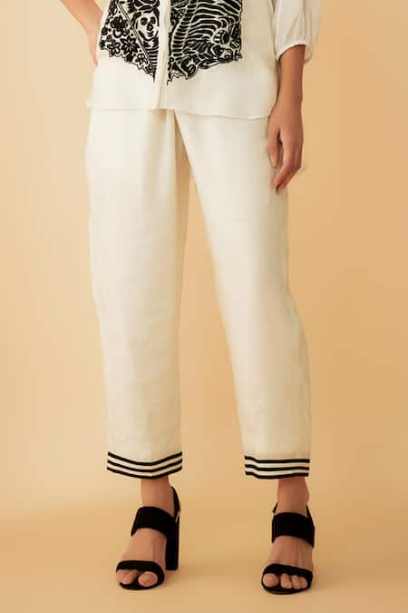 Buy_1999ad By Amita & Deepak_White Organza Cut Work Collared Cutdana Embroidered Shirt And Pant Set _Online_at_Aza_Fashions