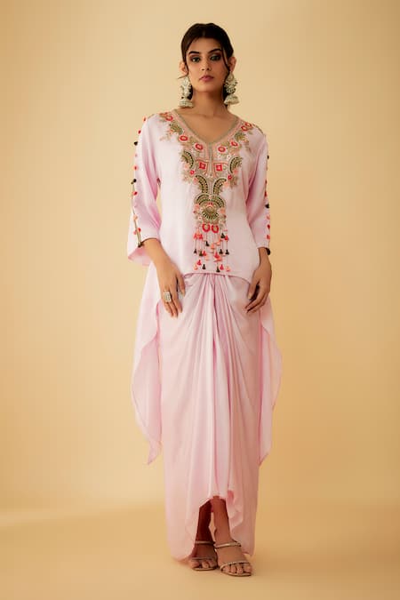 1999ad By Amita & Deepak Embroidered Asymmetric Kurta & Skirt Set 