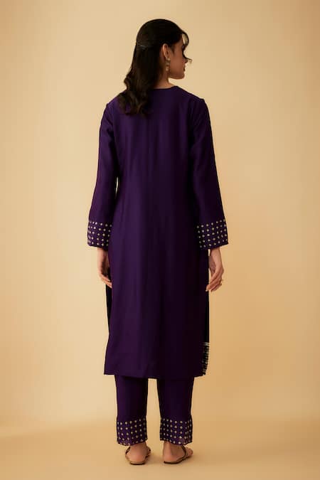 1999ad By Amita & Deepak Round Neck Chanderi Kurta Pant Set 