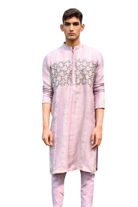 House Of Koa Purple Organza, Cotton Zari Leaf Embroidered Kurta Set at Aza Fashions House Of Koa_Purple Organza, Cotton Zari Leaf Embroidered Kurta Set _at_Aza_Fashions
